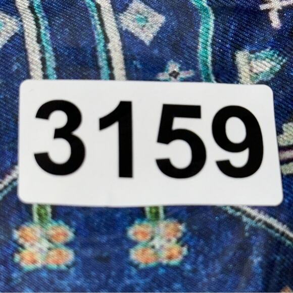 Ecru NWT Women’s S Cobalt Blue Weaver Kilim Silk Aztec Print Tassel Front Top - Picture 9 of 9